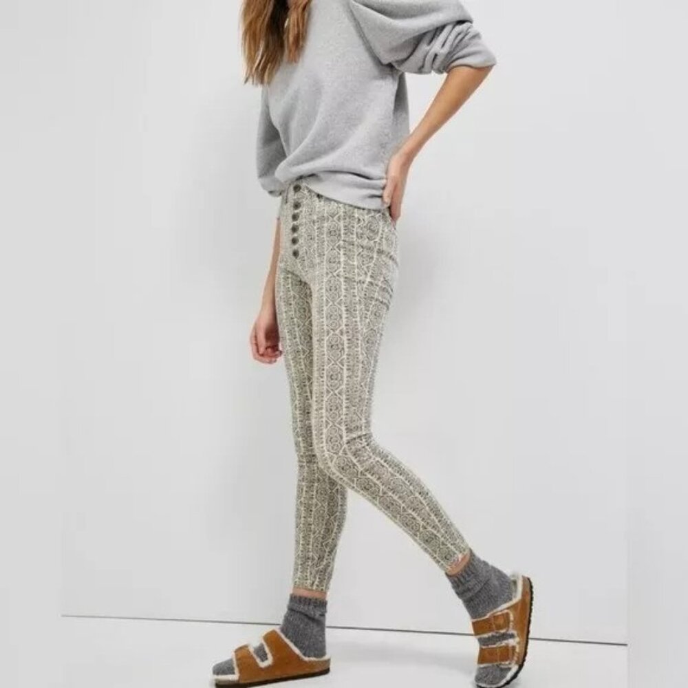 Anthropologie Pilcro Corduroy Pants Womens 27 High Rise Skinny Button Fly Boho
